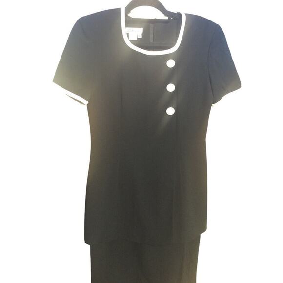 Vintage Talbots womens formal dress size 4 black white button classic Jackie o - Picture 4 of 14